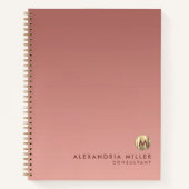 Elegante Rose Gold Monogram Notizblock (Vorderseite)