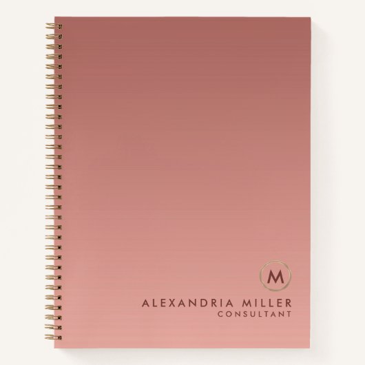 Elegante Rose Gold Monogram Notizblock (Vorderseite)