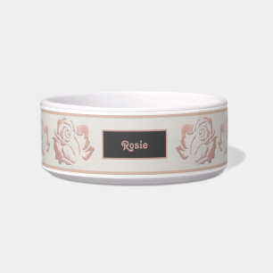 Elegante Rose Gold Monogram Pet Bowl mit Rose Napf