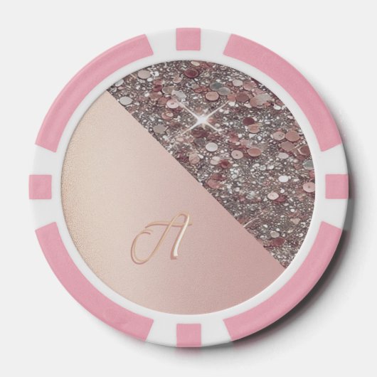 Elegante Rose Gold Monogram Pokerchips (Vorderseite)
