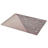 Elegante Rose Gold Monogram Schneidebrett (Ecke)