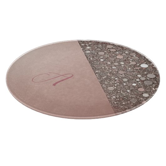 Elegante Rose Gold Monogram Schneidebrett (Ecke)