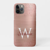Elegante Rose Gold Monogram Sparkle Case-Mate iPhone Hülle (Rückseite)