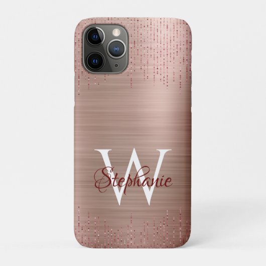 Elegante Rose Gold Monogram Sparkle Case-Mate iPhone Hülle (Rückseite)