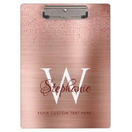 Elegante Rose Gold Monogram Sparkle Klemmbrett
