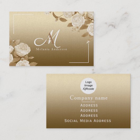 Elegante Rose Gold Monogram Visitenkarte (Vorne/Hinten)