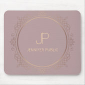 Elegante Rose Gold Monogram Vorlage Moderne Mousepad (Vorne)