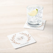 Elegante Rose Gold Monogram Wedding Rechteckiger Pappuntersetzer (Vor Ort)