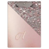 Elegante Rose Gold Monogram-Zwischenablage Klemmbrett (Vorderseite)