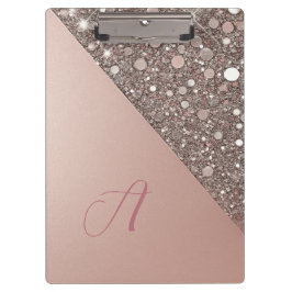 Elegante Rose Gold Monogram-Zwischenablage Klemmbrett