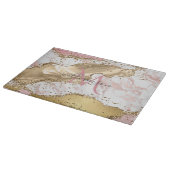 Elegante Rose Gold | Monogramm aus weißem Marmor Schneidebrett (Ecke)