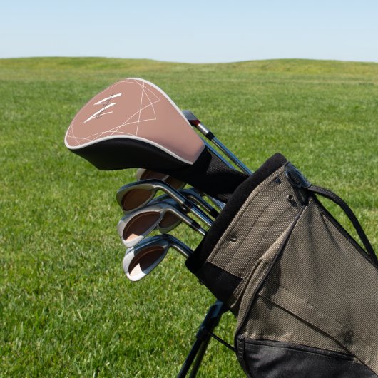 Elegante Rose Gold Monogramm Geometrisches Muster Golf Headcover (In SItu)