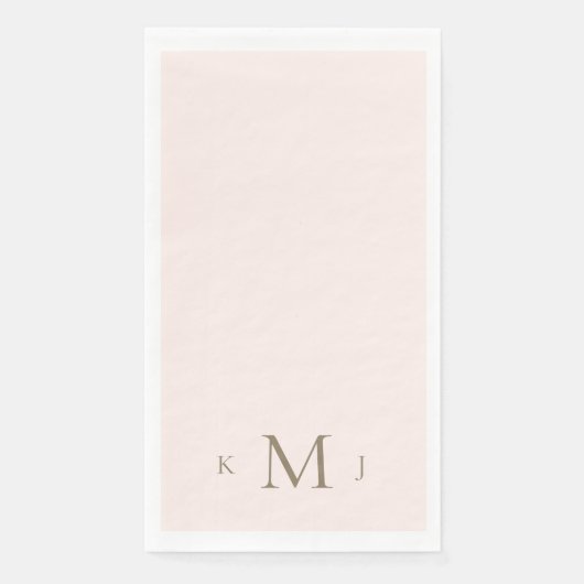 Elegante Rosé & Gold Monogramm Hochzeit Serviette (Vorderseite)