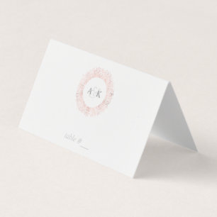 Elegante Rose Gold Monogramm Platzkarten - gefalte