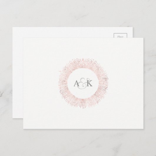 Elegante Rose Gold-Monogramm Save the Date Postkar Ankündigungspostkarte (Vorne/Hinten)