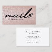 Elegante Rose Gold Nail Technician Chic Visitenkarte (Vorne/Hinten)