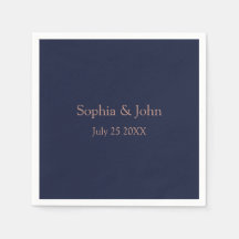 Elegante Rose Gold Navy Blue Wedding Paper Napkin