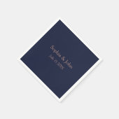 Elegante Rose Gold Navy Blue Wedding Paper Napkin Serviette (Ecke)