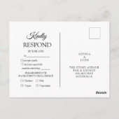 Elegante Rose Gold Navy Blue Wedding RSVP Postkarte (Rückseite)
