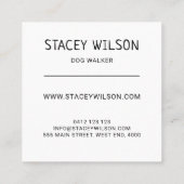 Elegante Rose Gold & Navy Dog Walker | Pet Groomer Quadratische Visitenkarte (Rückseite)