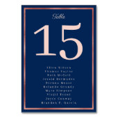 Elegante Rose Gold Navy Luxuriöse Hochzeit Tischnummer (Rückseite)