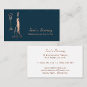 Elegante Rose Gold Navy Seamstress Visitenkarte (Vorne/Hinten)