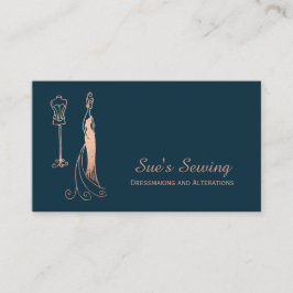 Elegante Rose Gold Navy Seamstress Visitenkarte