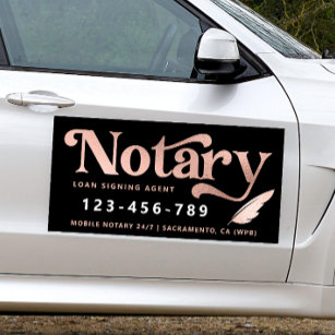 Elegante Rose Gold Notary Loan Agent Auto Magnet