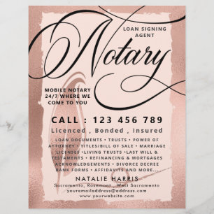 Elegante Rose Gold Notary Loan Agent Flyer