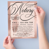 Elegante Rose Gold Notary Loan Agent Flyer (Hand)