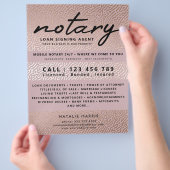 Elegante Rose Gold Notary Loan Agent Flyer (Hand)