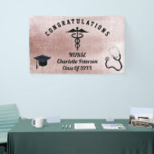 Elegante Rose Gold Nurse Graduation Party  Banner (Messeveranstaltung)