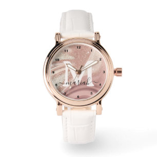 Elegante Rose Gold Paint Glitzer Armbanduhr
