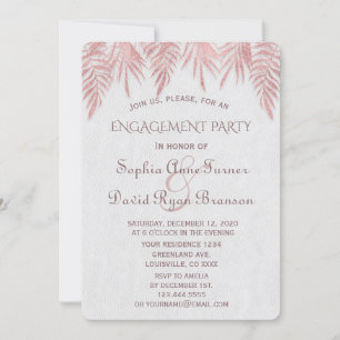 Elegante Rose Gold Palm Blätter Engagement Party Einladung