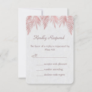 Elegante Rose Gold Palm Blätter Hochzeit RSVP Einl