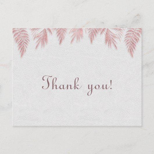 Elegante Rose Gold Palm Blätter Hochzeit Vielen Da Postkarte (Vorderseite)