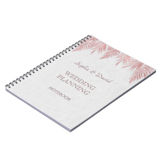 Elegante Rose Gold Palm Blätter Hochzeitsplaner Notizblock (Linke Seite)