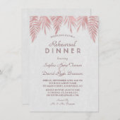 Elegante Rose Gold Palm Blätter Probe Abendessen Einladung (Vorne/Hinten)