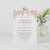Elegante Rose Gold Palm Blätter Probe Abendessen Einladung (Stehend Vorderseite)