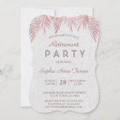 Elegante Rose Gold Palm Blätter Ruhestand Party Einladung (Vorderseite)
