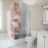 Elegante Rose Gold Palm Leaf Mit Monogramm Duschvorhang (Beispiel)