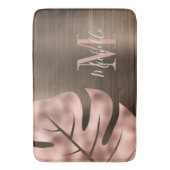 Elegante Rose Gold Palm Leaf Monogram Badematte (Vorderseite Vertikal)