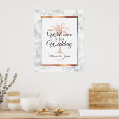 Elegante Rose Gold Palm Tree Marmor Hochzeit Willk Poster (Küche)