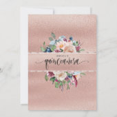 Elegante Rose Gold Pastel Floral Quinceñera Invit Einladung (Rückseite)