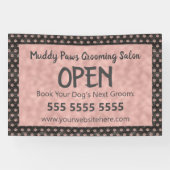 Elegante Rose Gold Paw Prints Banner (Horizontal)