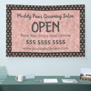 Elegante Rose Gold Paw Prints Banner