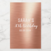 Elegante Rose Gold Personalisiertes Alter 30. Gebu Weinetikett (Einzelnes Label)