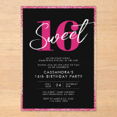 Elegante Rose Gold Pink & Black Sweet 16 Geburtsta Acryleinladungen (Vorderseite)