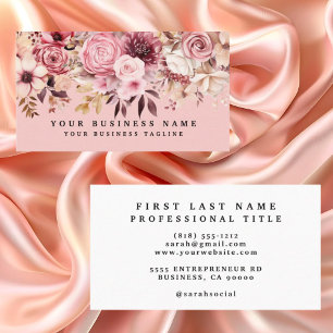 Elegante Rose Gold-Pink Blumen Floral Visitenkarte