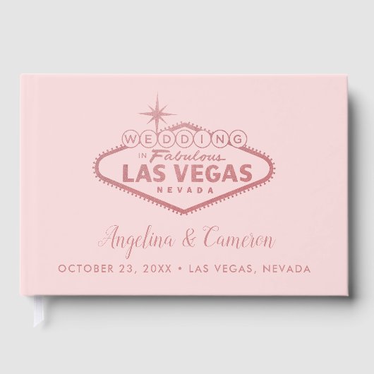 Elegante Rose Gold Pink Las Vegas Wedding Gästebuch (Vorderseite)